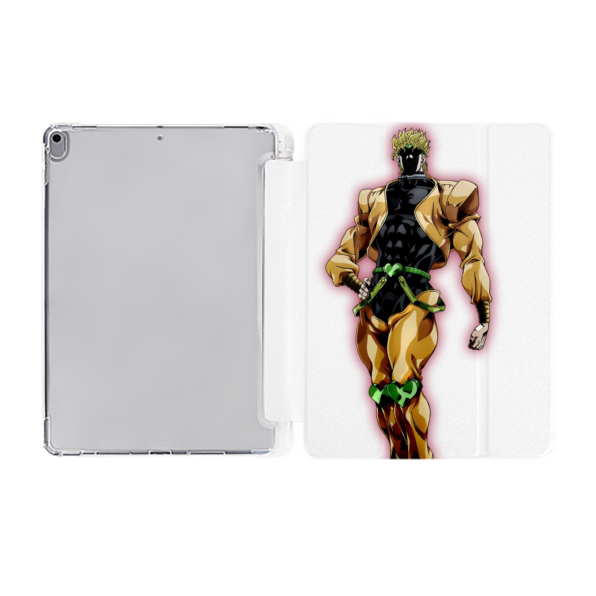 （画像用） ジョジョの奇妙な冒険 ディオ?ブランドー JoJo's Bizarre Adventure Dio Brando IPad ケース ペン収納付き 三つ折りスタンド PUレザー×シリコン 対応機種9.5/10.5/10.9インチ